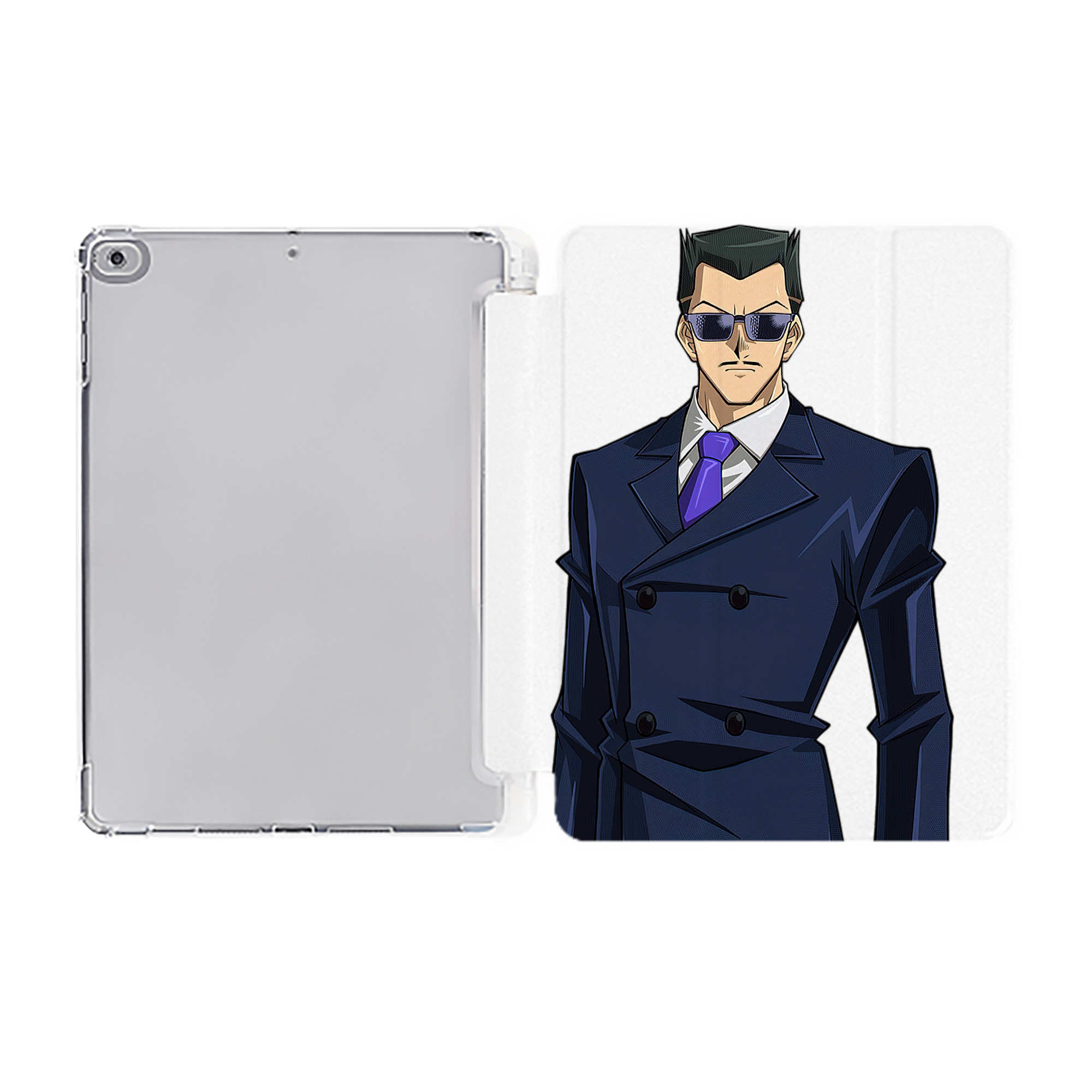 （画像用） 遊☆戯☆王 Yu-Gi-Oh! IPad ケース ペン収納付き 三つ折りスタンド PUレザー×シリコン 対応機種9.5/10.5/10.9インチ